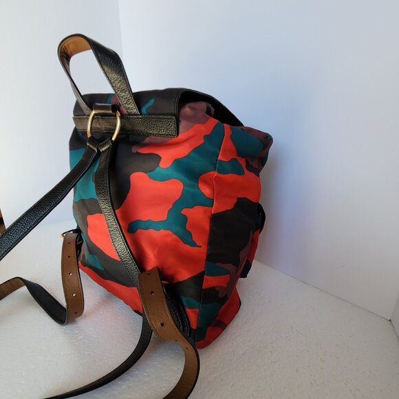 RARE Coach nylon backpack/daypack F11848 in colorful camo with leather straps - Picture 10 of 14